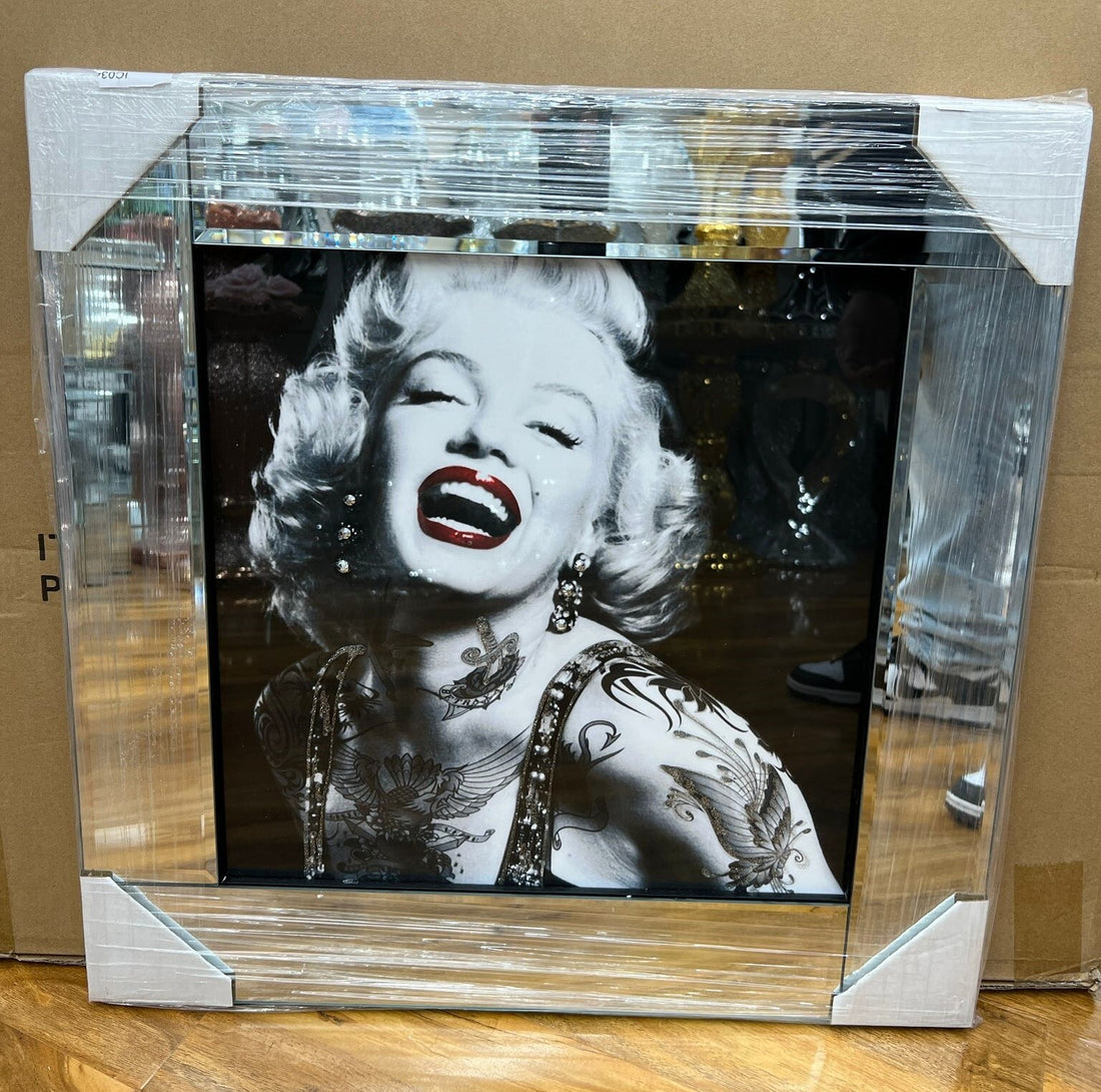Tattooed Marilyn Monroe glitter wall art mirrored frame