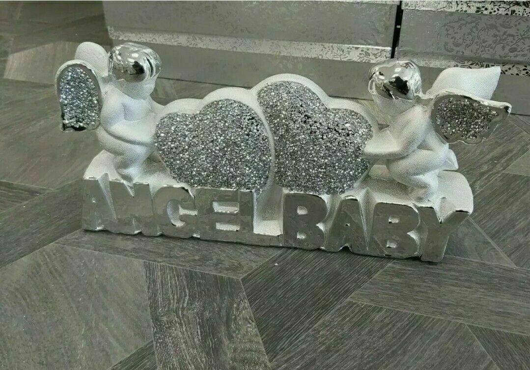angel baby silver ornament crushed diamond decor