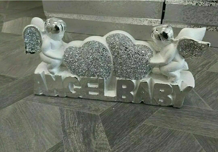 angel baby silver ornament crushed diamond decor