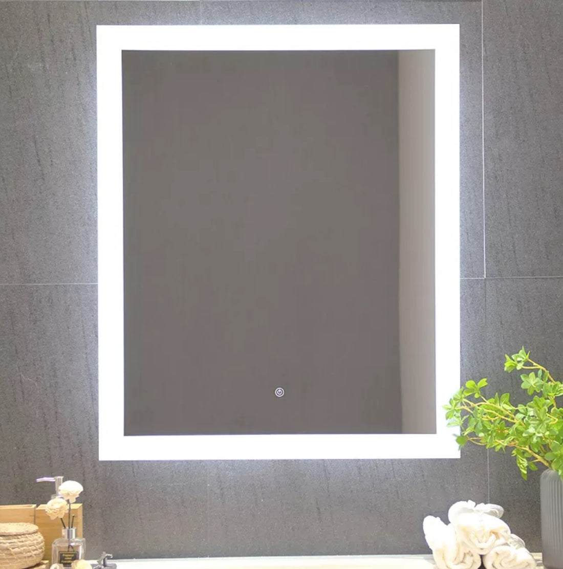 LED bathroom mirror lights touch switch demister pad 70x50cm