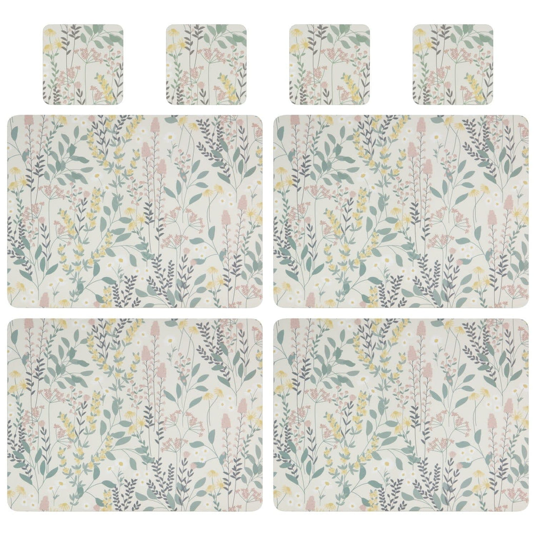 Floral placemat and coaster set