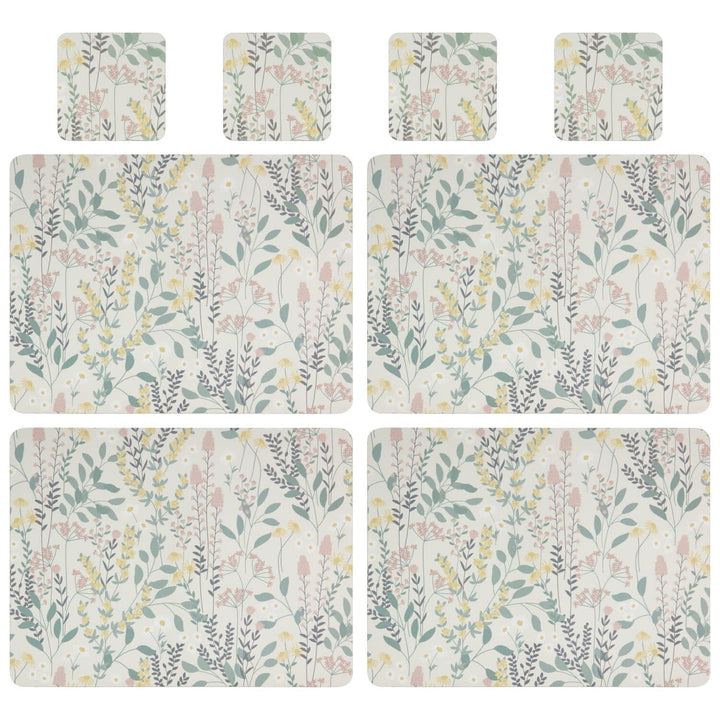 Floral placemat and coaster set