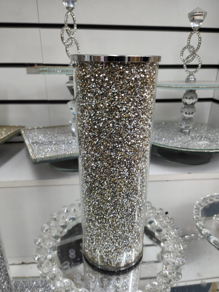 Mirrored crushed diamond decorative vase