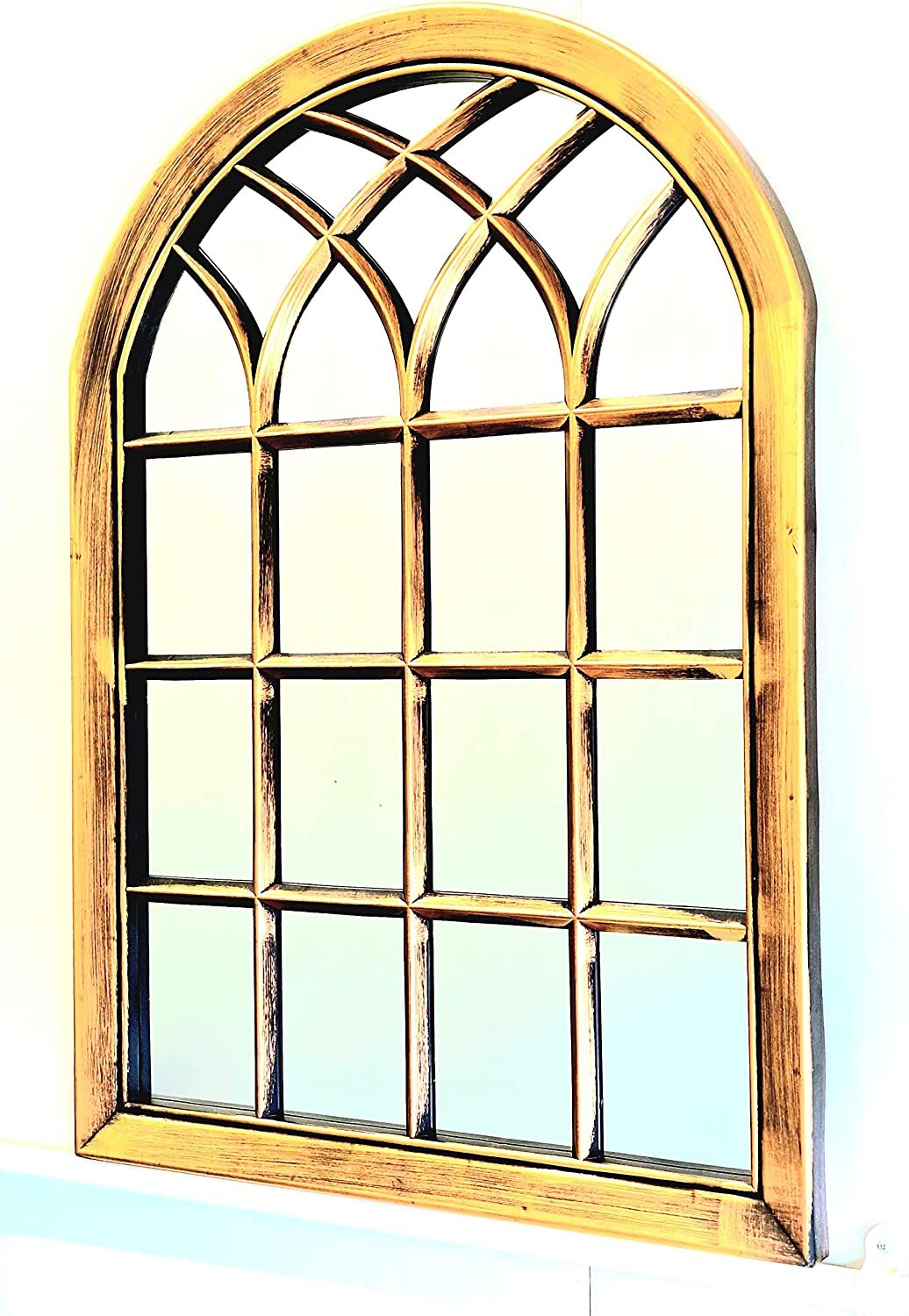 Black brushed gold window mirror 50x71cm