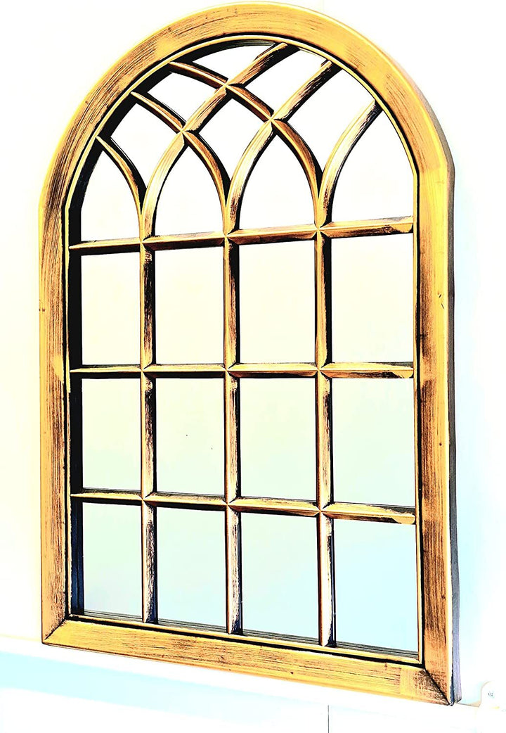 Black brushed gold window mirror 50x71cm