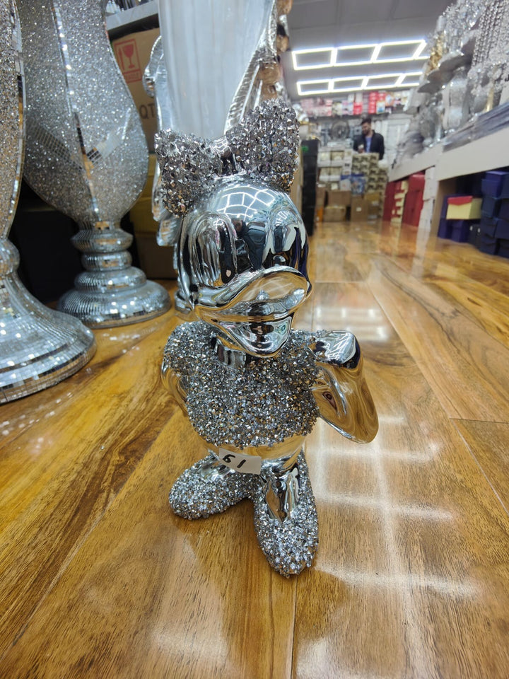 Silver crushed diamond duck figurine