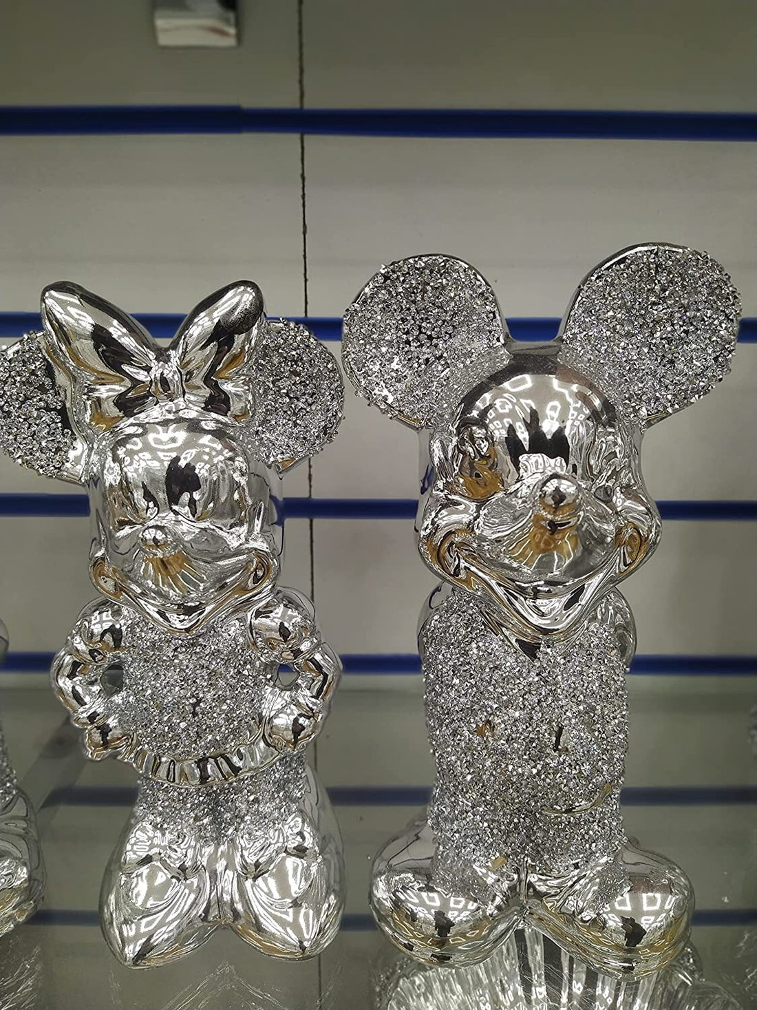 silver crushed diamond mickey ornament