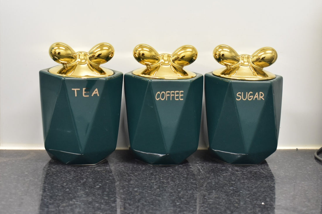 Kitchen canister jars set of 3 with knot lid
