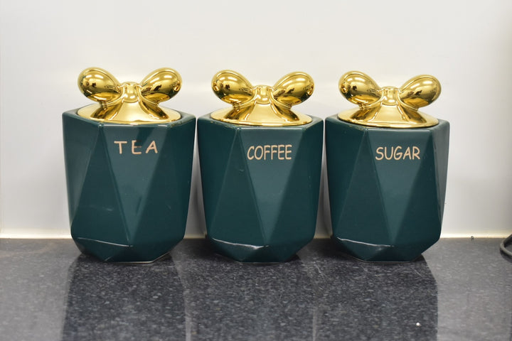 Kitchen canister jars set of 3 with knot lid