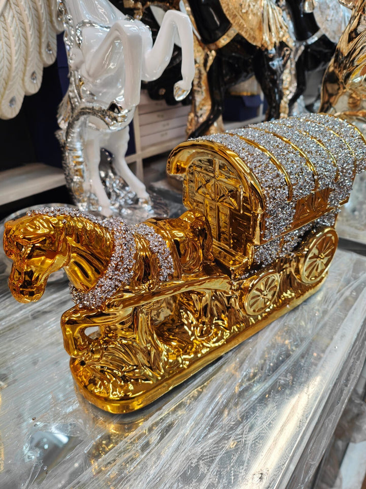 Crushed diamond gypsy carriage horse ornament decor