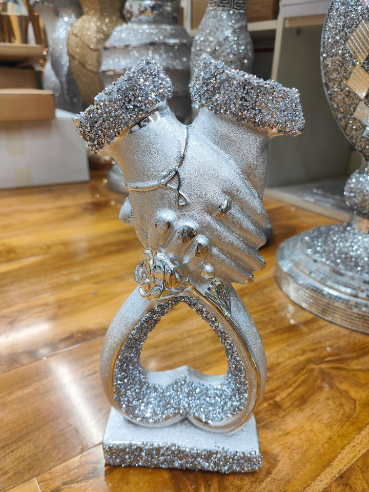Silver Heart Hands Ornament