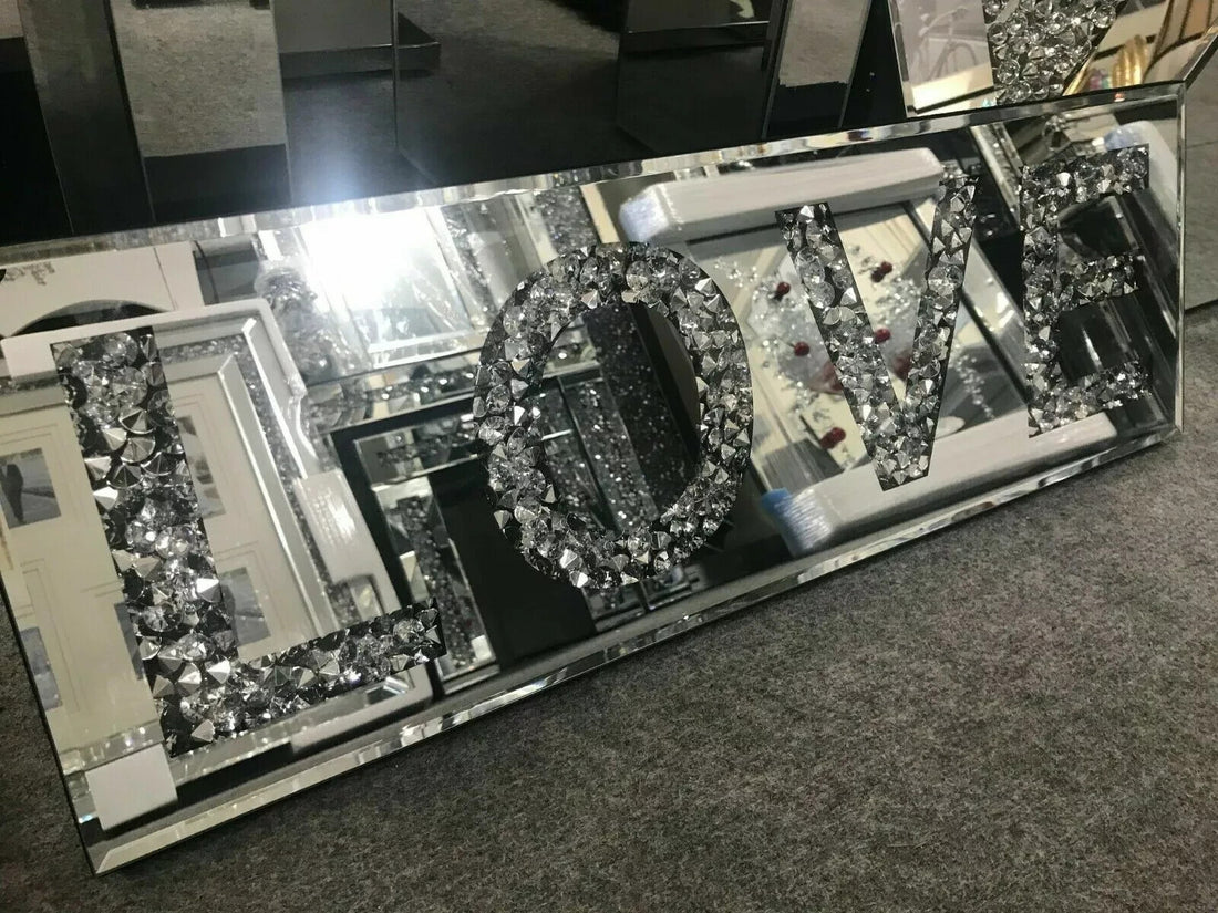 Silver Diamond Crush Love Sign Wall Plaque