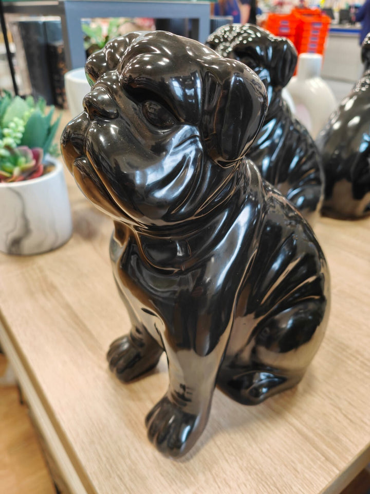 Matte black bulldog statue modern home decor figurine