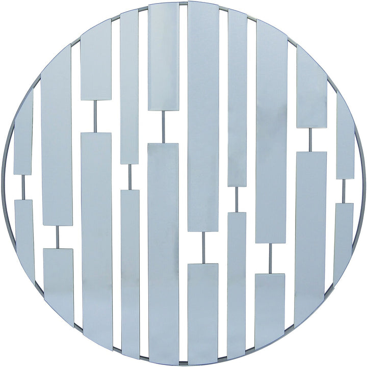 Round metal wall mirror silver modern decor