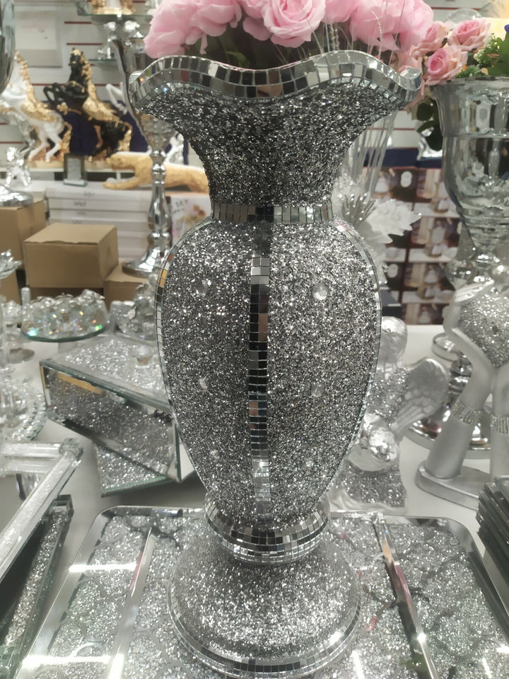 Silver ceramic vase ornament