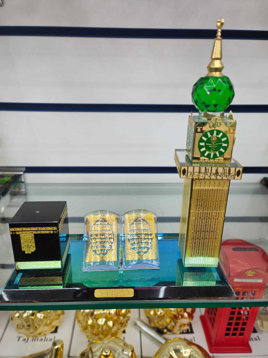 Crystal glass Makkah ornament Kaaba with Quran tower
