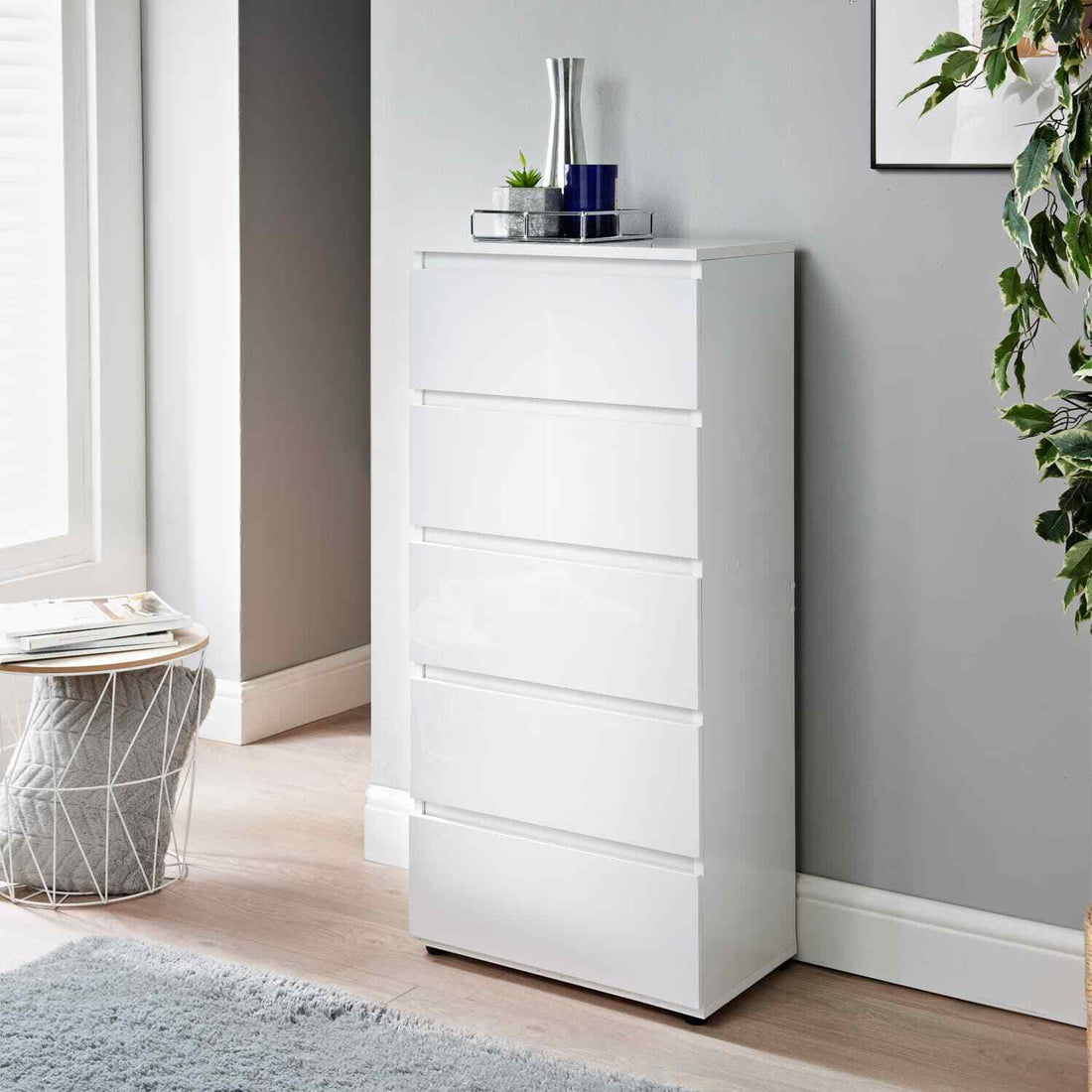 High Gloss 5 Drawer Chest