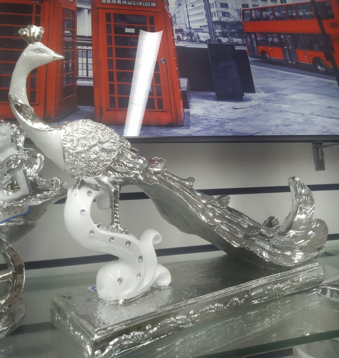 Italian silver peacock ornament luxury home decor