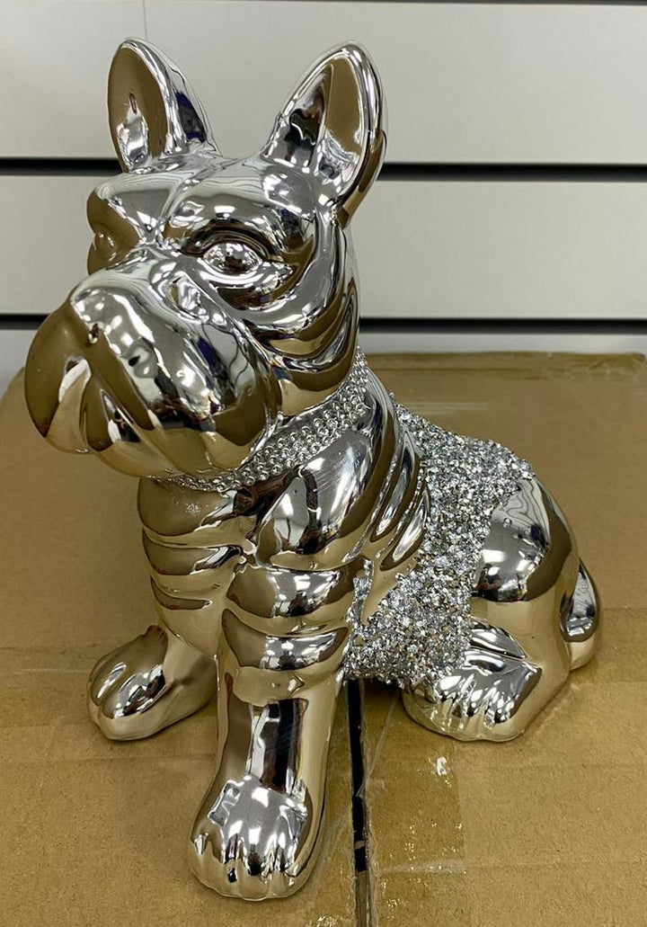 crystal dog ornament silver decorative