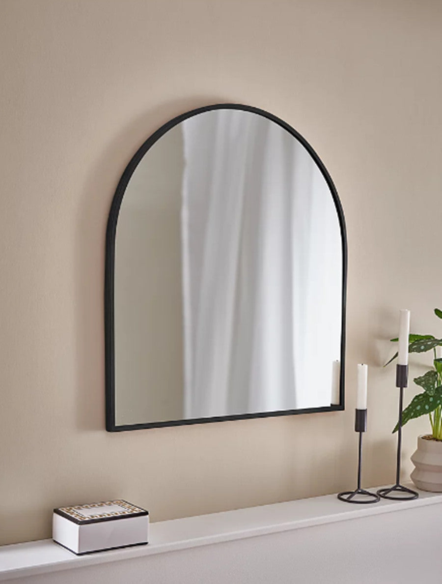 Black arched wall mirror 60x65cm
