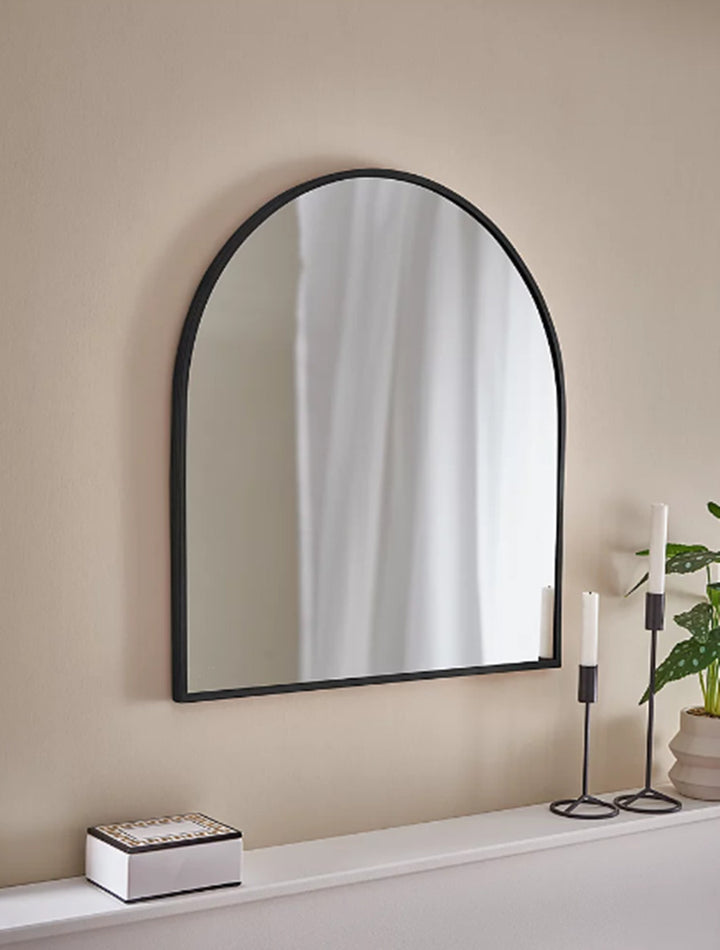 Black arched wall mirror 60x65cm