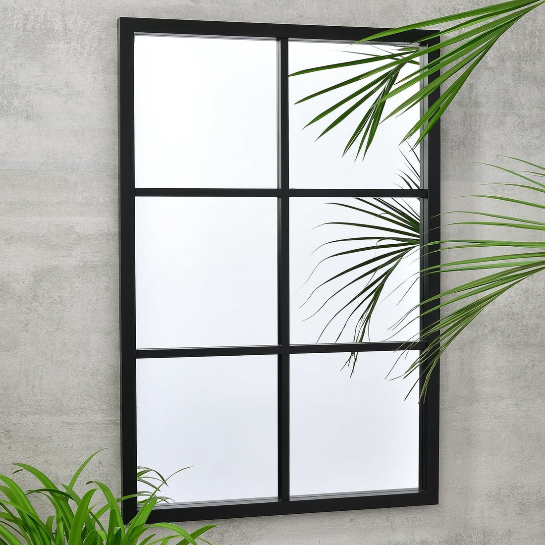 Garden window wall mirror black