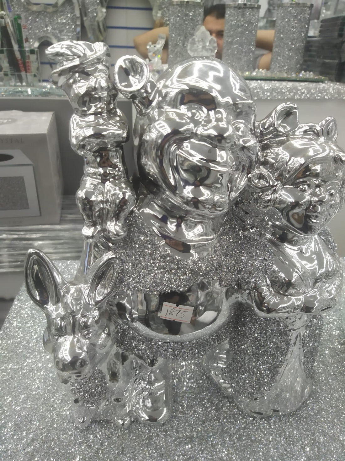 Cartoon family crushed crystal ornament