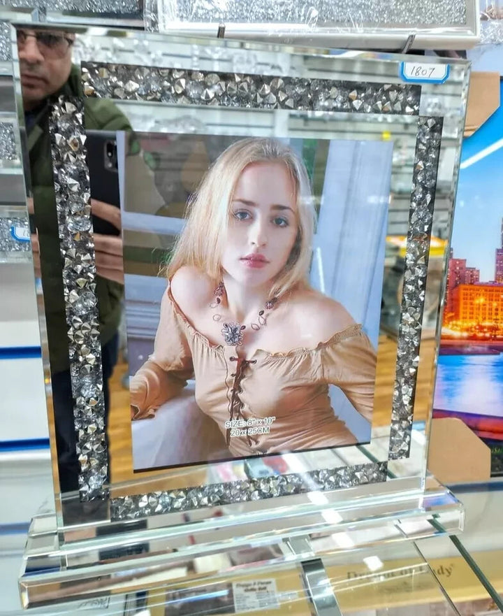Crushed diamond mirrored photo frame
