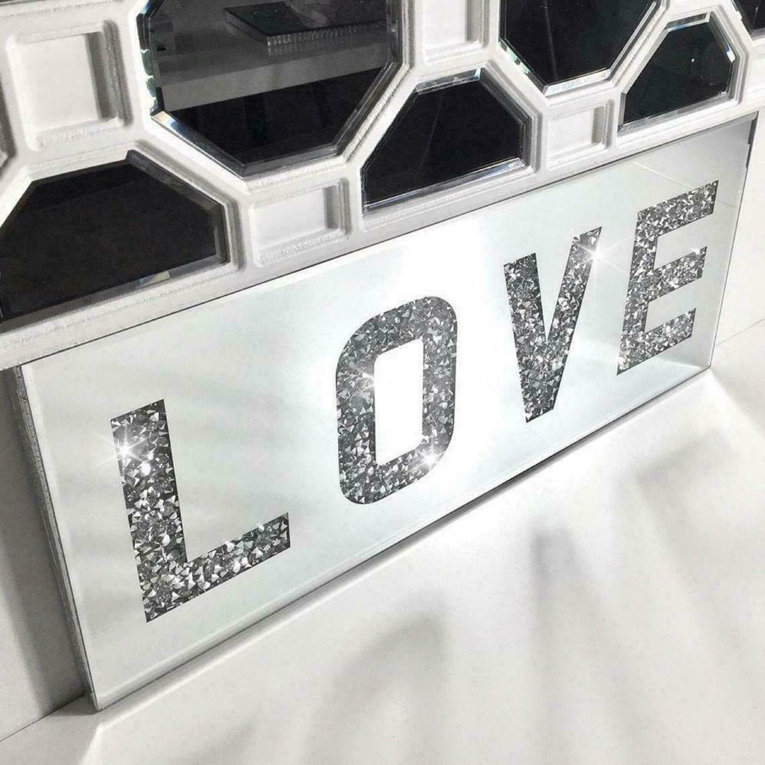 Bling Crushed Crystal Love Wall Art Plaque