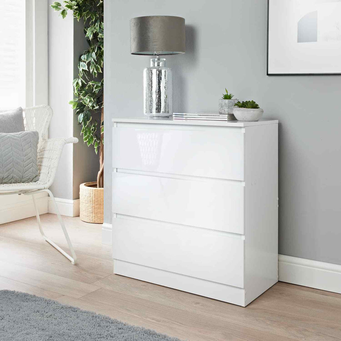 High Gloss 3 Drawer Chest