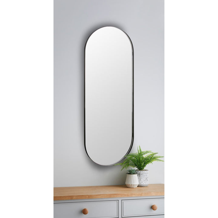 Oval black wall mirror modern aluminium frame