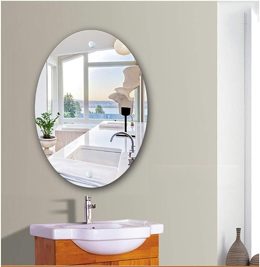 Frameless HD silver mirror bathroom hooks 40x60cm