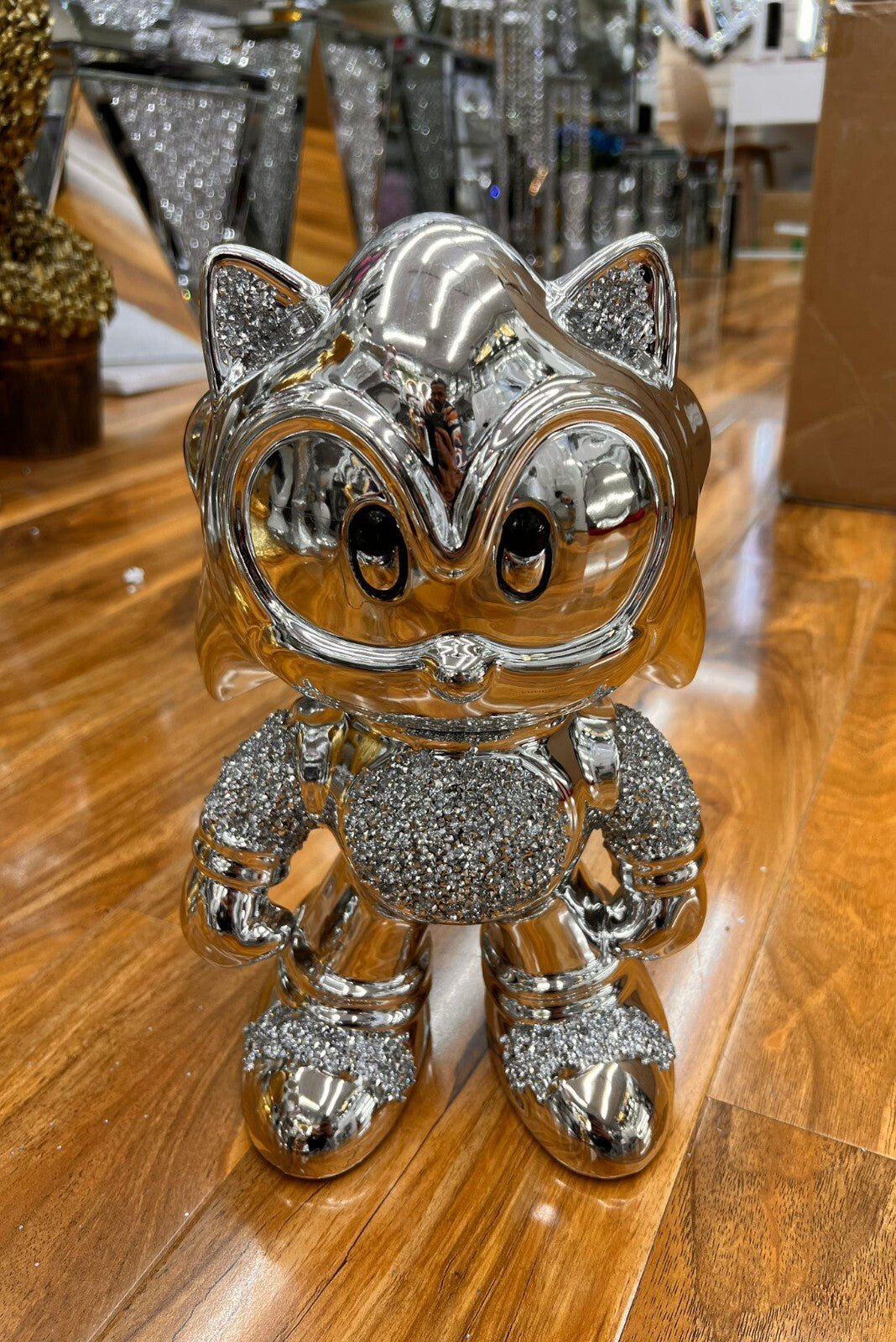 Crushed diamond silver Sonic table lamp ornament ceramic base