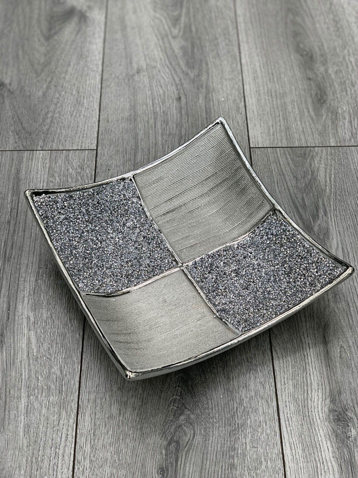 ceramic diamond fruit bowl silver