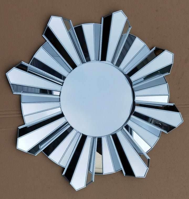 Sunburst silver wall mirror 65cm