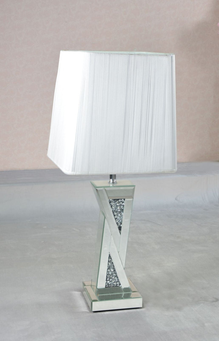 Double triangle crystal table lamp crushed crystal base bedside lighting décor
