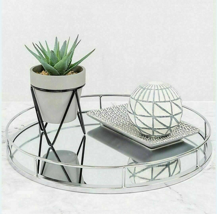 Modern Mirrored Crystal Vanity Tray 30cm Round