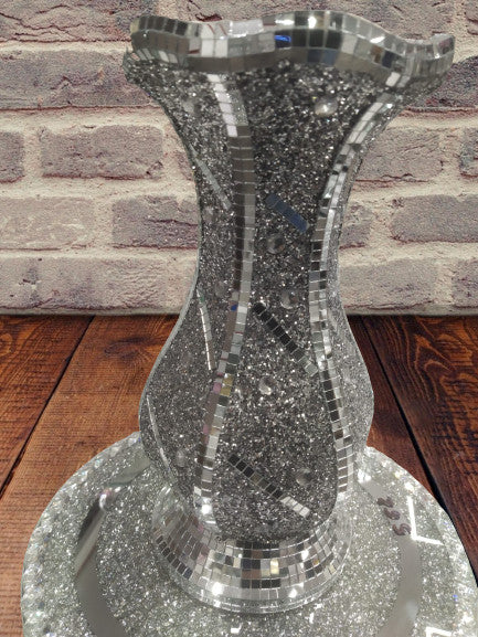 Silver crushed crystal bling mosaic vase 2