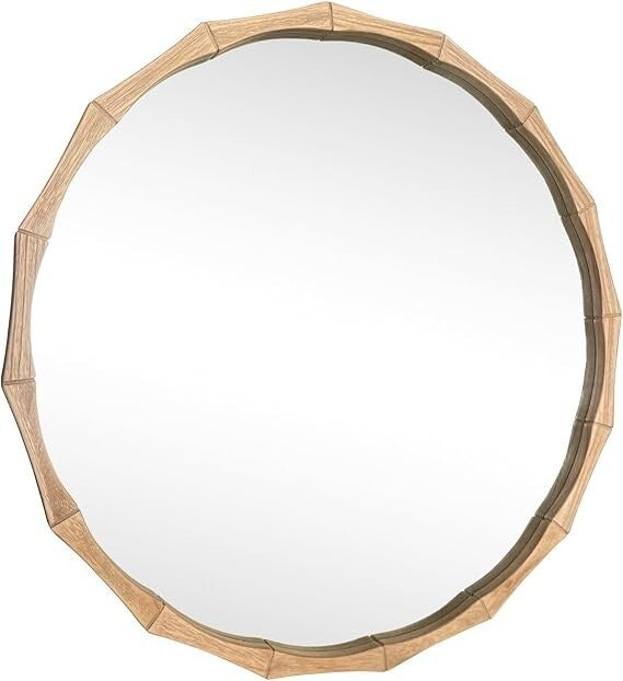 Bamboo round wall mirror wooden frame bathroom wall hanging mirror
