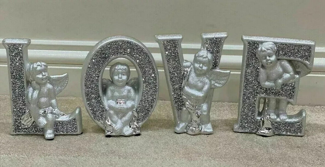 love angel wing silver ornament decor