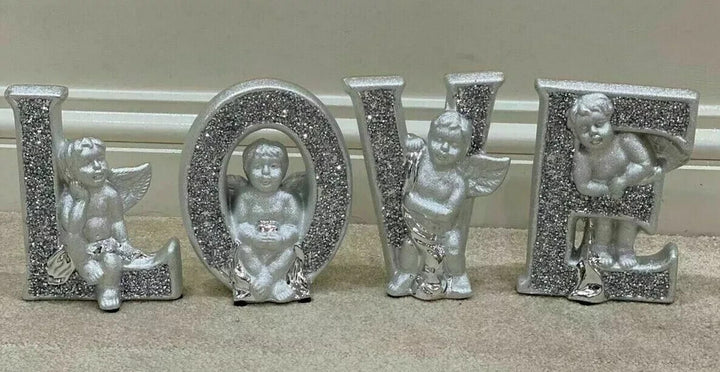 love angel wing silver ornament decor