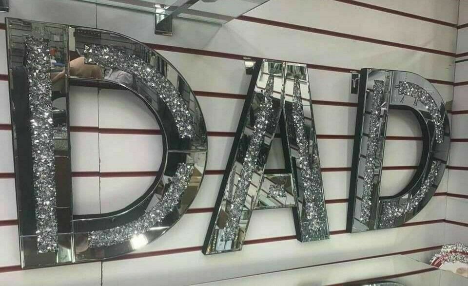 Silver crushed crystal Dad sign
