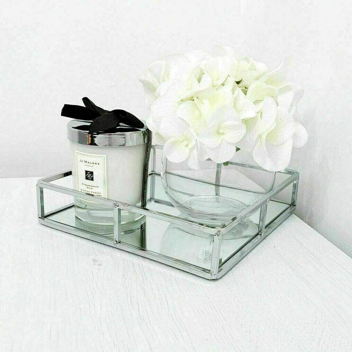 Modern Mirrored Crystal Vanity Tray 20x20cm Square