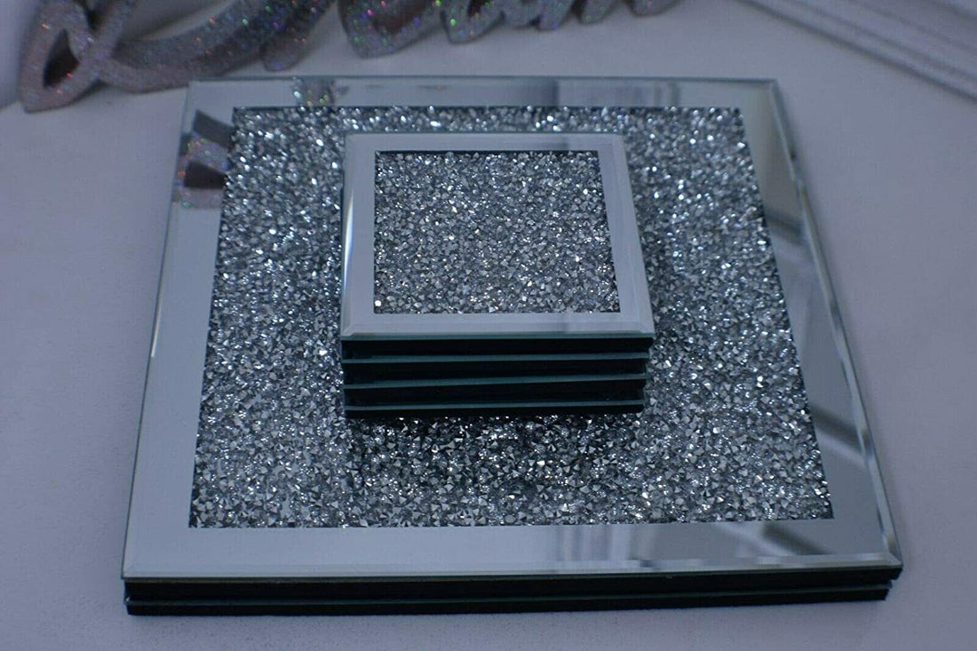 Crystal placemats and coasters set mirrored