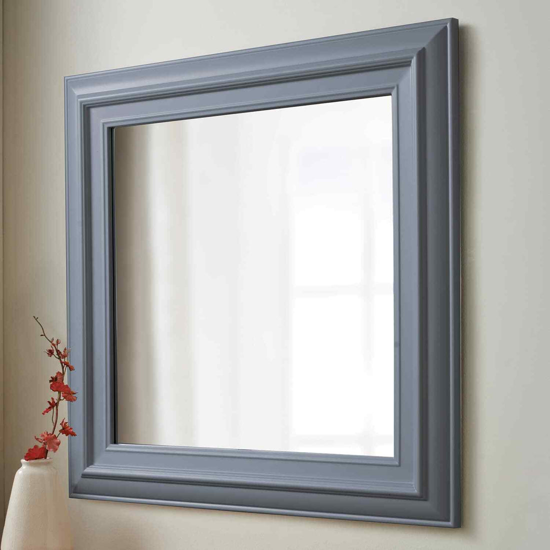 Vintage grey square wall mirror 55x55cm grey
