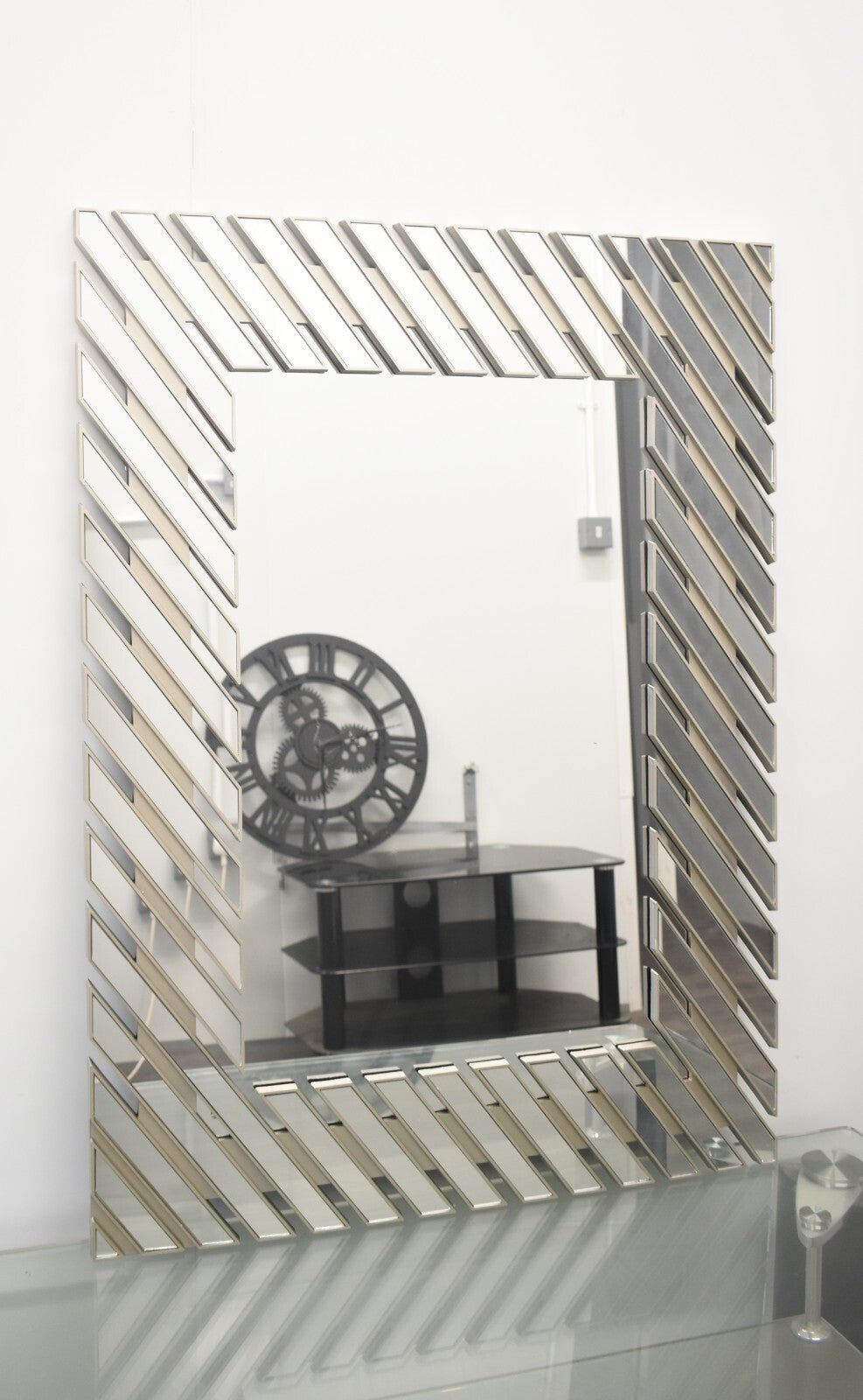Large silver wall mirror modern design