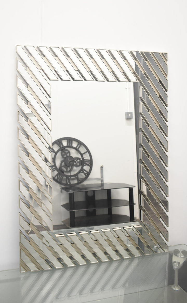 Large silver wall mirror modern design