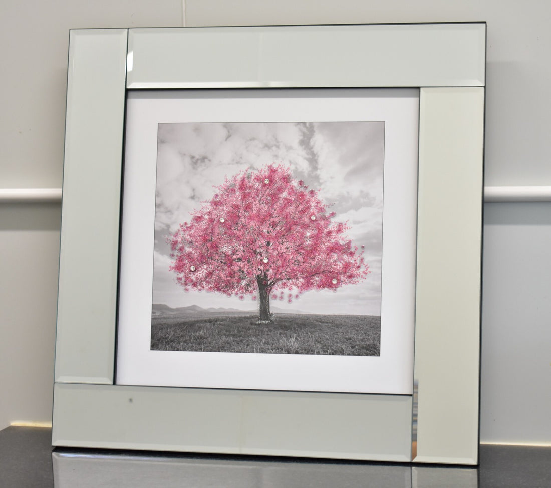 Liquid glitter tree mirrored wall art decor