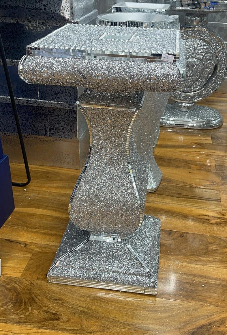 Silver crushed diamond crystal end table 4