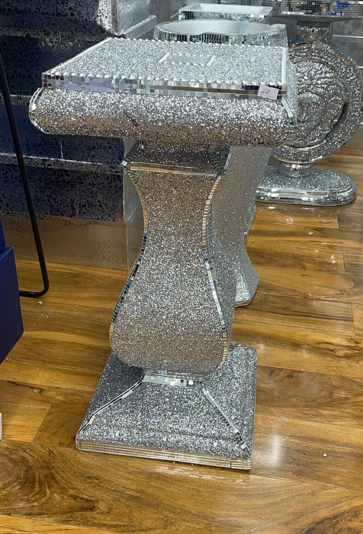 Silver crushed diamond crystal end table 4